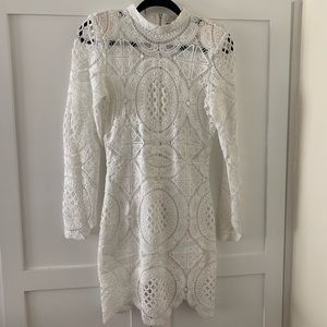 White Lace Long sleeve Mini dress
